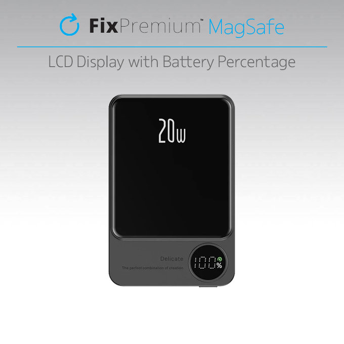 FixPremium - MagSafe PowerBank s LCD 10 000mAh, černá