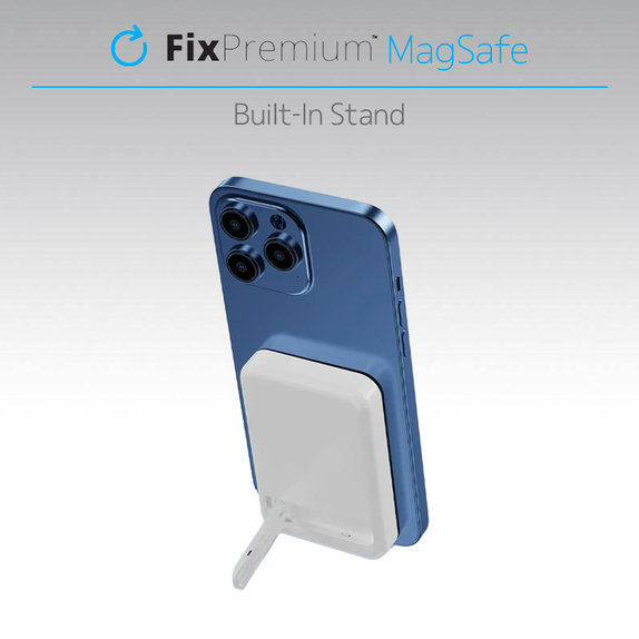 FixPremium - MagSafe PowerBank se Stojanem 5000mAh, bílá
