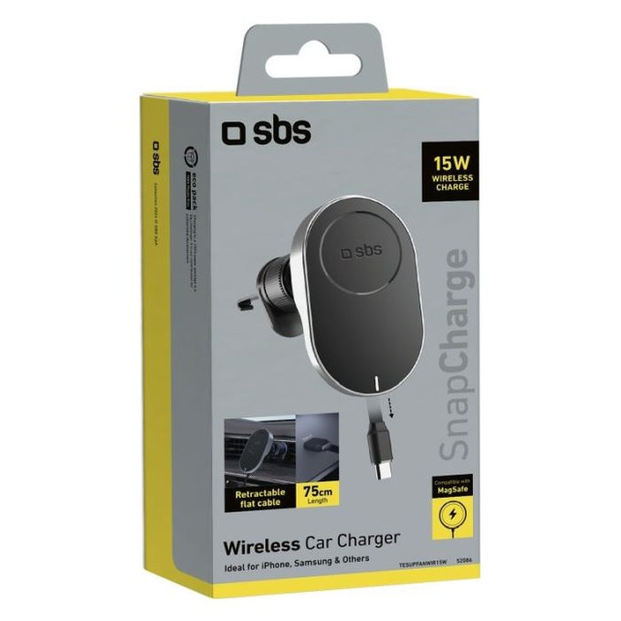 SBS - Držák do auta s MagSafe, 15W, černá