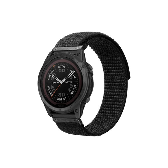 FixPremium - Nylonový řemínek pro Garmin (QuickFit 22 mm), černý