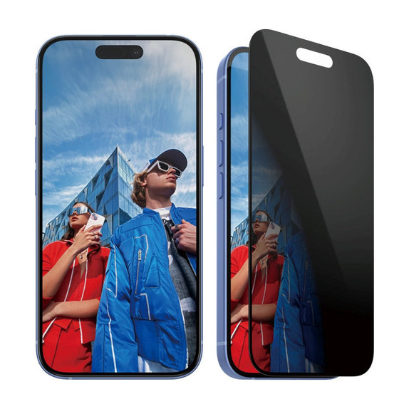 Tvrzené sklo UWF Privacy s aplikátorem pro iPhone 16/15, Černá, PanzerGlass