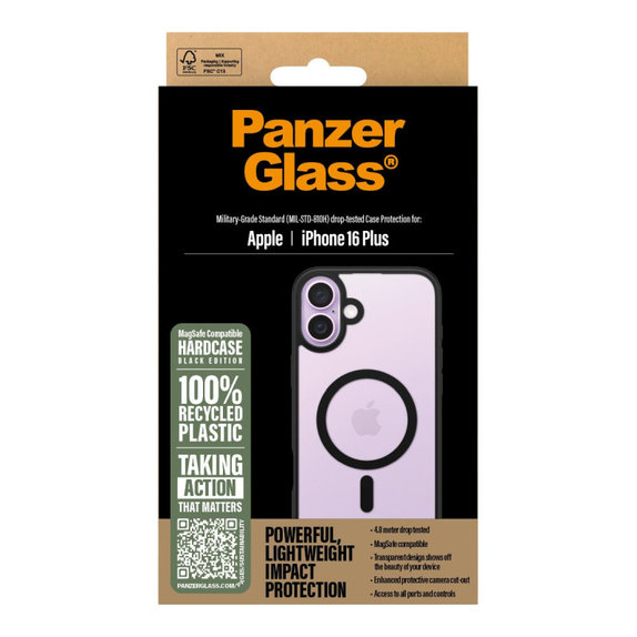 Pouzdro HardCase s MagSafe pro iPhone 16 Plus, černá, PanzerGlass