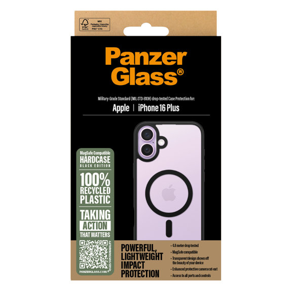 Pouzdro HardCase s MagSafe pro iPhone 16 Plus, černá, PanzerGlass