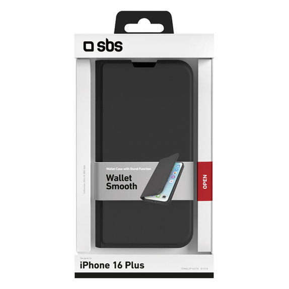 SBS - Puzdro Book Wallet Smooth pro iPhone 16 Plus, černá