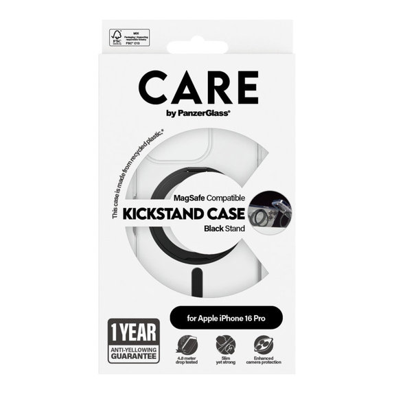 Pouzdro Kickstand s MagSafe pro iPhone 16 Pro, Černá, CARE