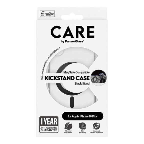 Pouzdro Kickstand s MagSafe pro iPhone 16 Plus, Černá, CARE