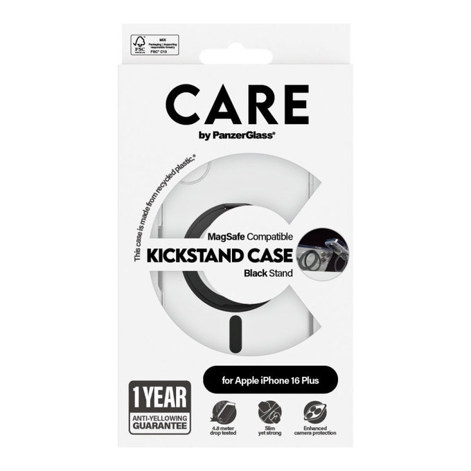 Pouzdro Kickstand s MagSafe pro iPhone 16 Plus, Černá, CARE