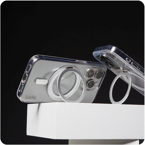 Pouzdro Kickstand s MagSafe pro iPhone 16, Stříbrná, CARE