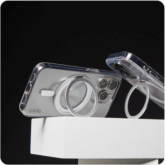 Pouzdro Kickstand s MagSafe pro iPhone 16 Pro Max, Stříbrná, CARE