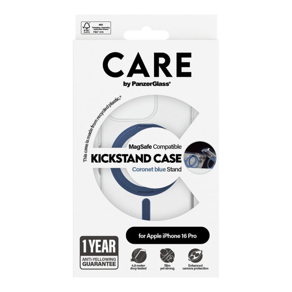 Pouzdro Kickstand s MagSafe pro iPhone 16 Pro, Modrá, CARE