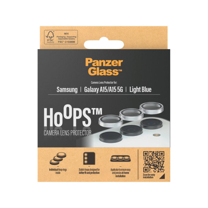 Ochranný kryt objektivu Hoops pro Samsung A15/A15 5G, Světle modrá, PanzerGlass