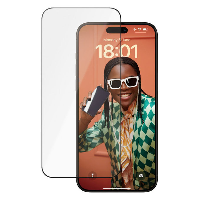 Tvrzené sklo UWF Ceramic s aplikátorem pro iPhone 15 Pro Max, Černá, PanzerGlass