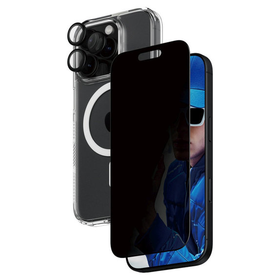 Bundle Hoops + Tvrzené sklo UWF + Hard Case pro iPhone 16 Pro, PanzerGlass