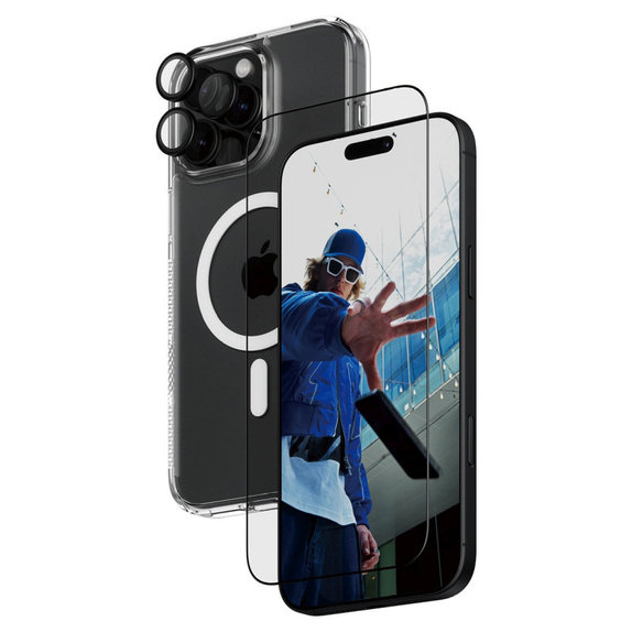 Bundle Hoops + Tvrzené sklo UWF + Hard Case pro iPhone 16 Pro Max, PanzerGlass