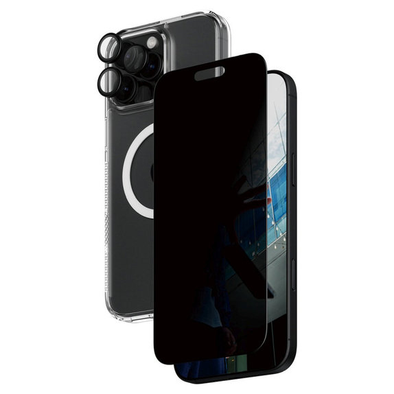 Bundle Hoops + Tvrzené sklo UWF Privacy + Hard Case pro iPhone 16 Pro Max, PanzerGlass