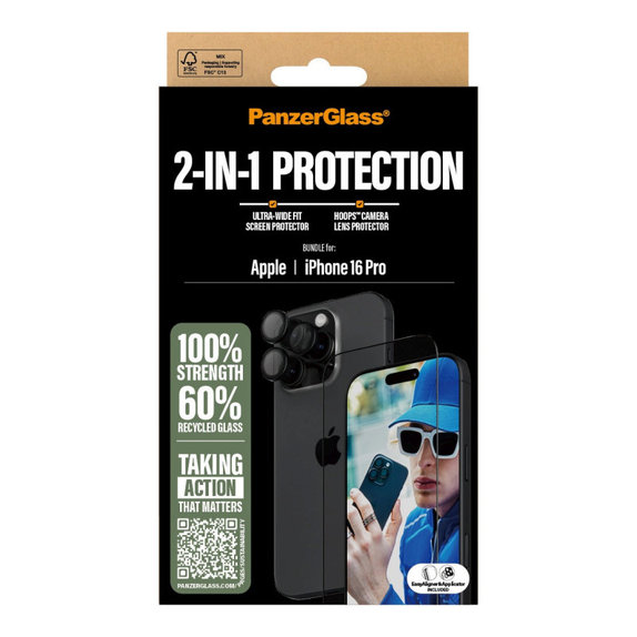 Bundle Hoops + Tvrzené sklo UWF pro iPhone 16 Pro, PanzerGlass
