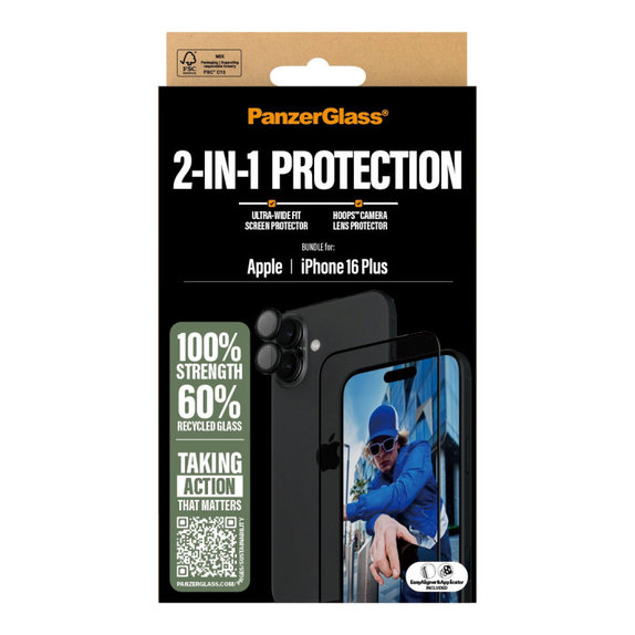 Bundle Hoops + Tvrzené sklo UWF pro iPhone 16 Plus, PanzerGlass