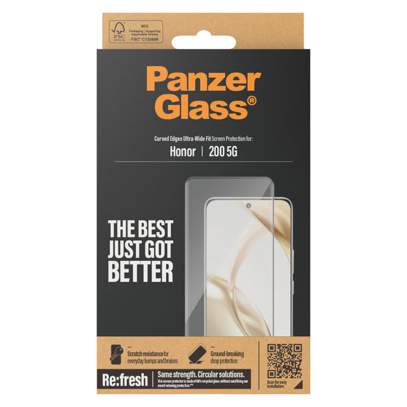 Tvrzené sklo Re:Fresh UWF pro Honor 200, Černá, PanzerGlass