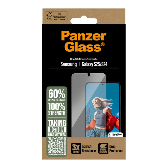 Tvrzené sklo UWF s aplikátorem pro Samsung S25, Transparentní, PanzerGlass