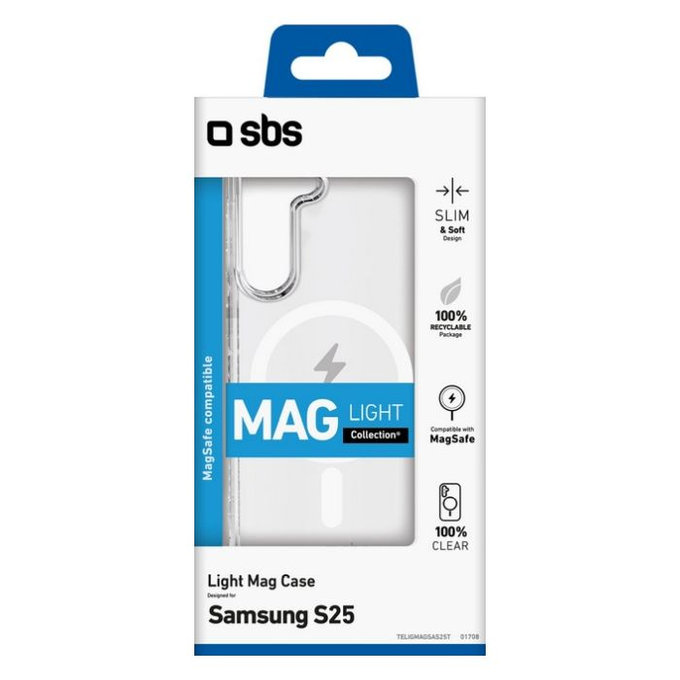 SBS - Pouzdro Light Mag pro Samsung Galaxy S25, transparentná
