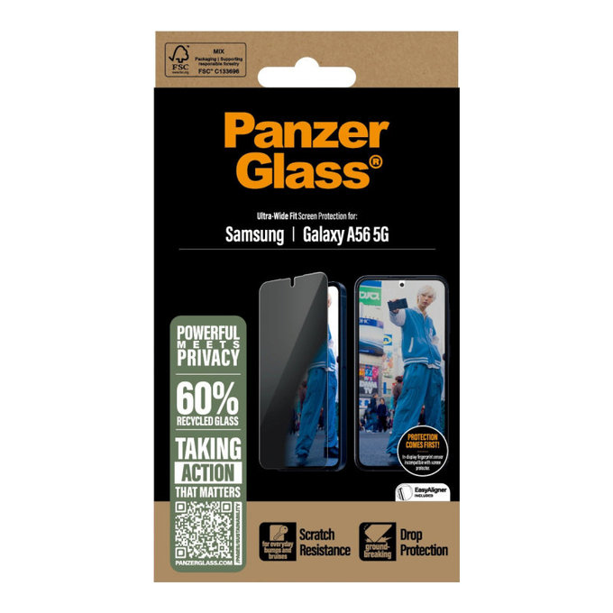 Tvrzené sklo UWF Privacy pro Samsung A56 5G, Transparentní, PanzerGlass