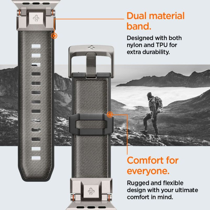 Spigen - Řemínek Durapro Armor pro Apple Watch (42, 44, 45, 49mm), šedá