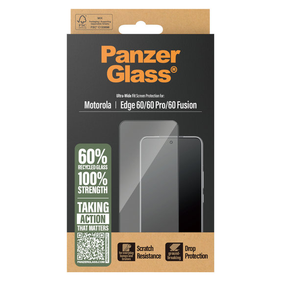 Tvrzené sklo UWF pro Motorola Edge 60/60 Pro/60 Fusion, Černá, PanzerGlass