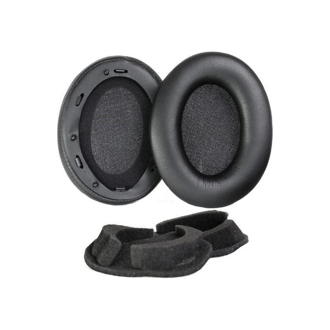 Náhradní Náušníky pro Sony WH-1000XM3, Paměťová pěna + PU kůže, Černé, 1 pár