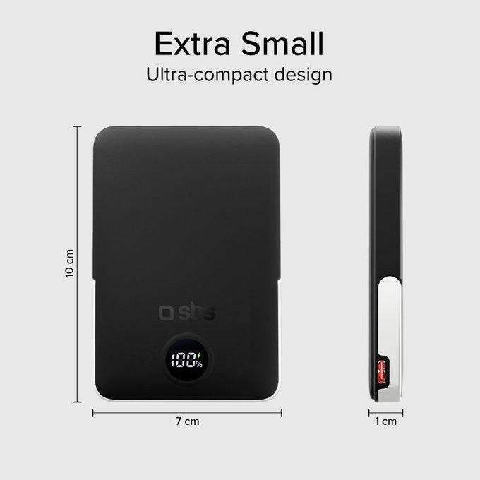 SBS - PowerBank 5000mAh, 20W, Power Delivery, Mag Stand, černá