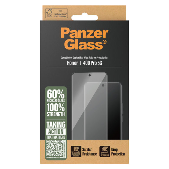 Tvrzené sklo UWF pro Honor 400 Pro, Černá, PanzerGlass