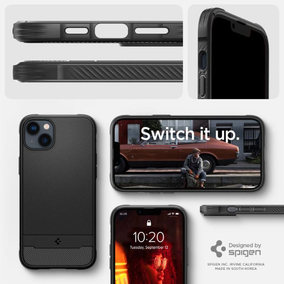 Spigen - Pouzdro Rugged Armor s MagSafe pro iPhone 14, Matte Black