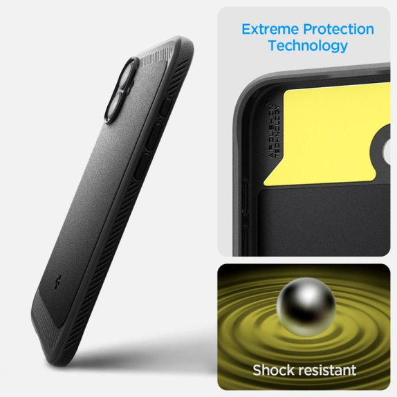 Spigen - Pouzdro Rugged Armor s MagSafe pro iPhone 16, Matte Black