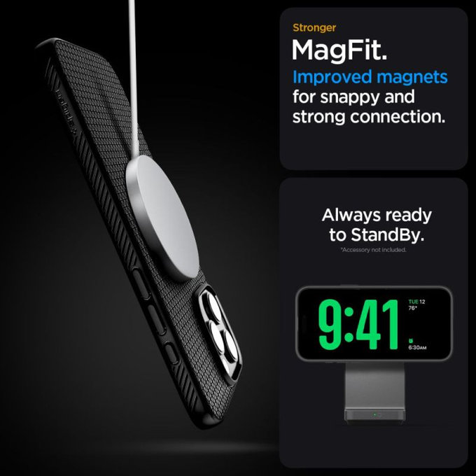 Spigen - Pouzdro Liquid Air "T" s MagSafe pro iPhone 16 Pro, Matte Black