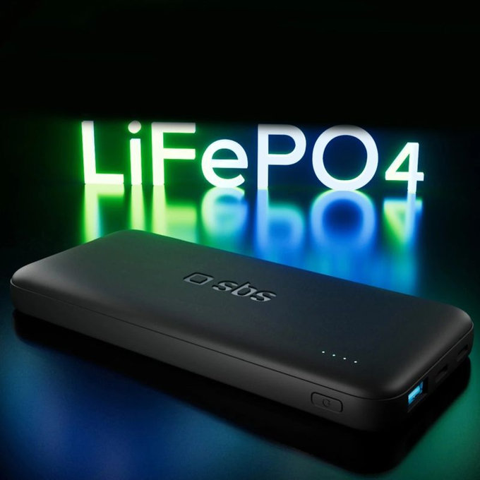SBS - PowerBank 10000mAh, 10W, Infinity, LiFePO4, USB-C/USB-A, černá
