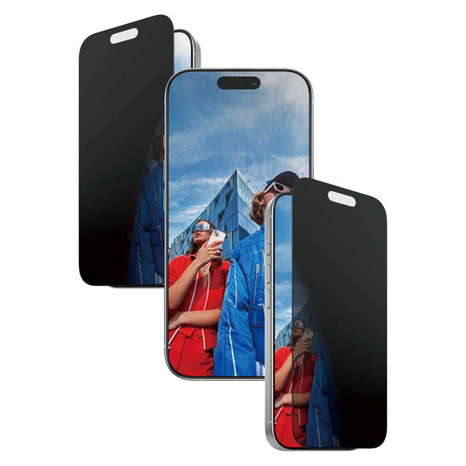 Tvrzené sklo UWF 2-Way Privacy s Fastfit pro iPhone 17/16 Pro, Černá, PanzerGlass