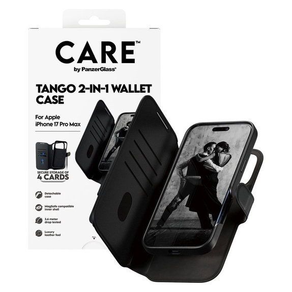 Pouzdro Wallet Tango Two-In-One s MagSafe pro iPhone 17 Pro Max, černá, PanzerGlass