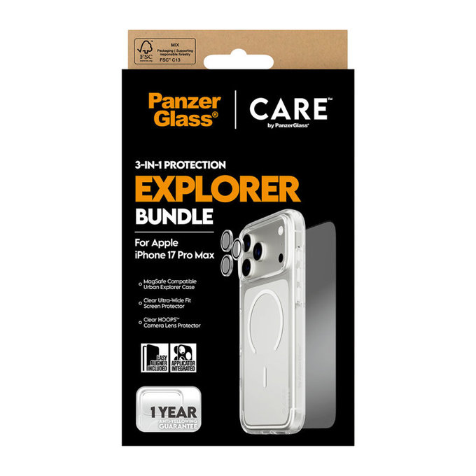 Bundle 3v1 Explorer pro iPhone 17 Pro Max, PanzerGlass
