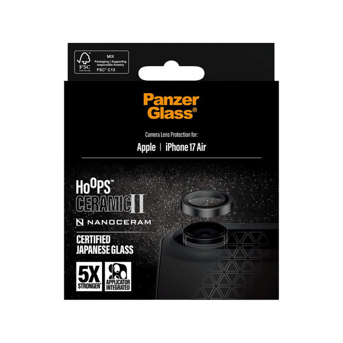 Ochranný kryt objektivu Hoops Ceramic II pro iPhone Air, Černá, PanzerGlass