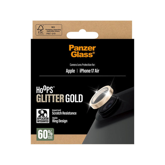Ochranný kryt objektivu Hoops pro iPhone Air, Glitter Gold, PanzerGlass