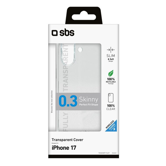 SBS - Pouzdro Skinny pro iPhone 17, transparentní