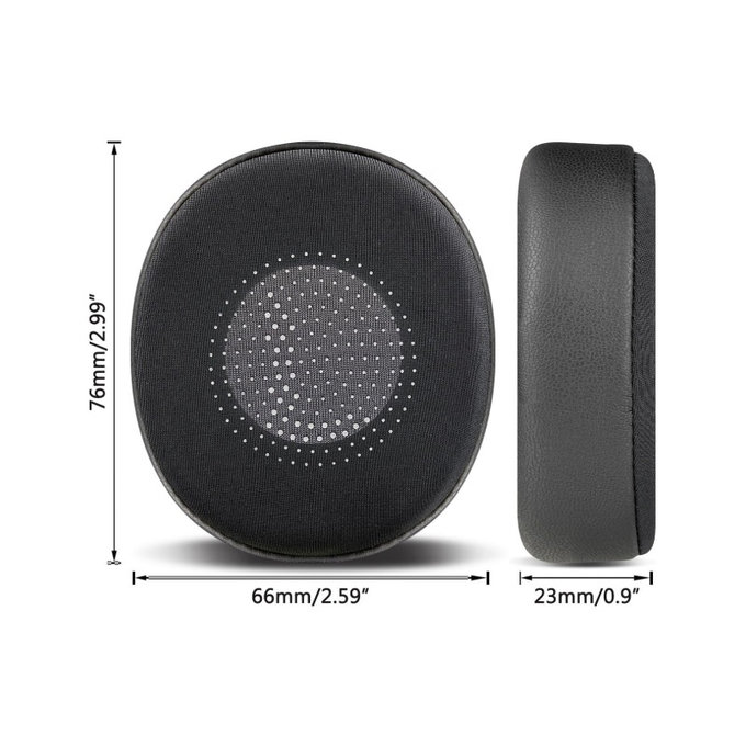Náhradní Náušníky pro Jabra Evolve2 40, 65 UC/MS, Elite 45h, Paměťová pěna + PU kůže + Textil, Černé, Chladivý gel, 1 pár