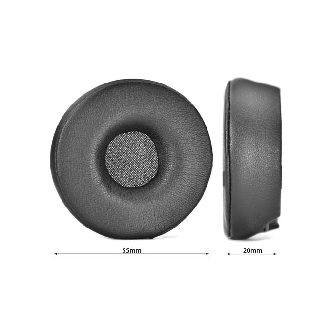 Náhradní Náušníky pro Jabra Engage 55, 65, 75 (Stereo), Paměťová pěna + Kůže, Černé, 1 pár