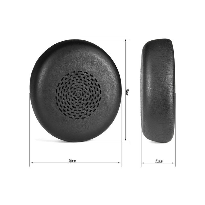 Náhradní Náušníky pro Jabra Evolve 2 75 UC/MS, Paměťová pěna + PU kůže, Černé, 1 pár