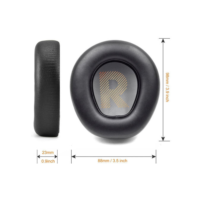 Náhradní Náušníky pro JBL Quantum One, Paměťová pěna + PU kůže, Černé, 1 pár