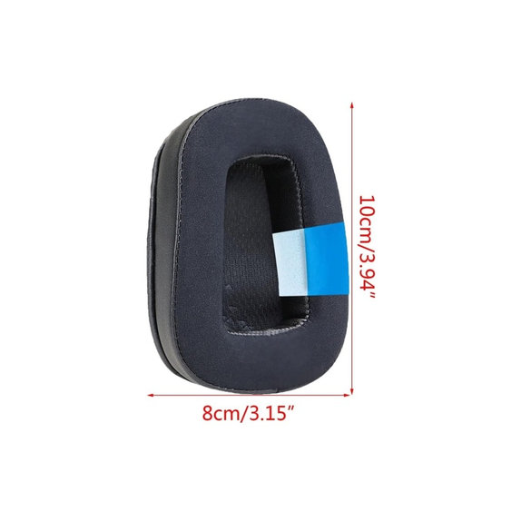 Náhradní Náušníky pro Logitech G633 Artemis, G933 Artemis, Paměťová pěna + Textil + Kůže, Černé, Chladivý gel, 1 pár