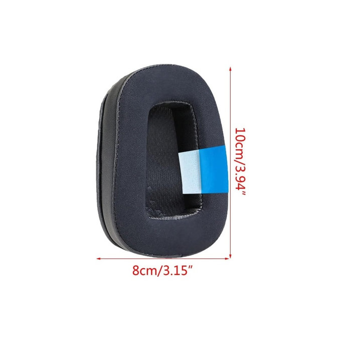 Náhradní Náušníky pro Logitech G633 Artemis, G933 Artemis, Paměťová pěna + Textil + Kůže, Černé, Chladivý gel, 1 pár