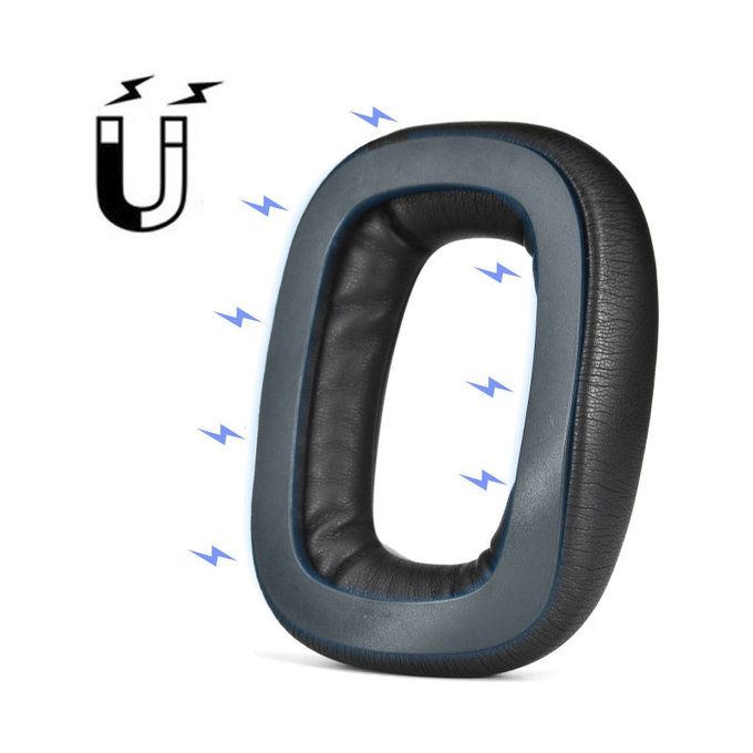 Náhradní Náušníky s Magnetem pro Logitech Astro A30, Paměťová pěna + PU kůže, Černé, 1 pár