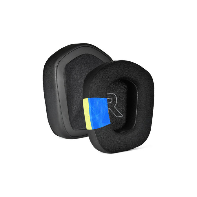 Náhradní Náušníky pro Logitech G733, Paměťová pěna + Textil + Kůže, Černé, Chladivý gel, 1 pár