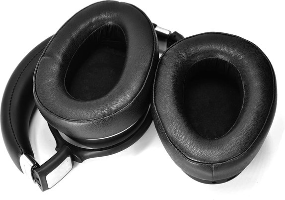 Náhradní Náušníky pro Sennheiser PXC550, PX550, Paměťová pěna + Kůže, Černé, 1 pár