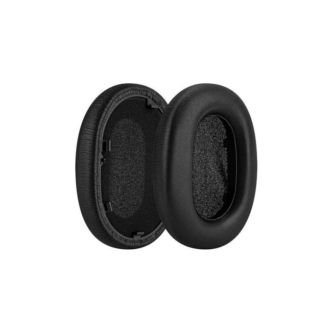 Náhradní Náušníky pro Sony WH-1000XM5, Paměťová pěna + Kůže, Černé, 1 pár